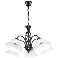 Thumbnail for Bright Star Metal Blk Chandelier Alabaster Glass 5X60W ES - Superior Electrical