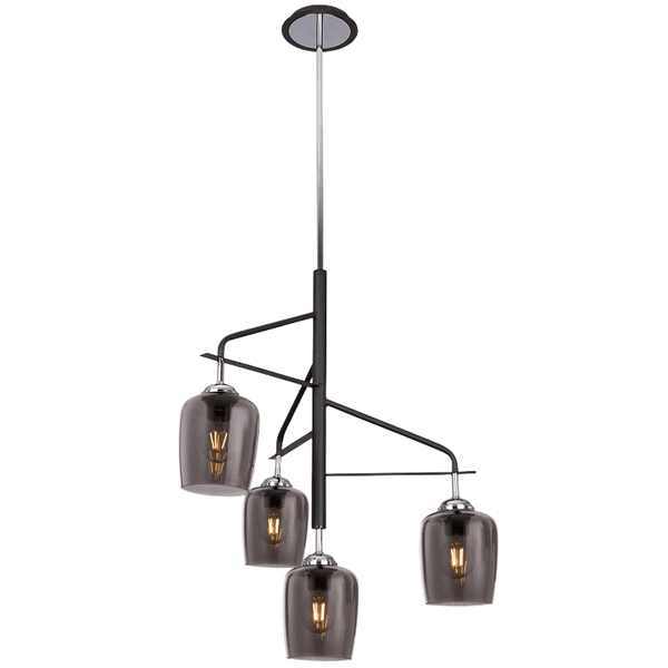 Bright Star Polished Chr With Blk Metal Smoke Glass 4X60W ES