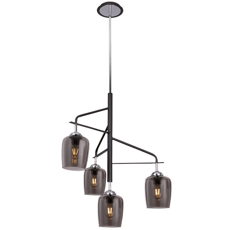 Bright Star Polished Chr With Blk Metal Smoke Glass 4X60W ES - Superior Electrical