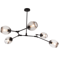 Thumbnail for Bright Star Black Metal And Smoke Glass Adj Height 5X40W ES - Superior Electrical