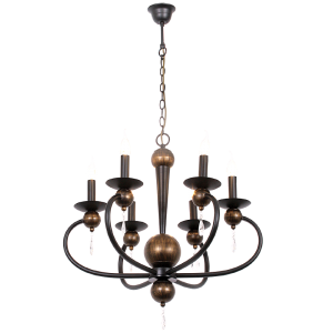 Bright Star Blk/Gd Metal Chandelier 6X60W SES - Superior Electrical