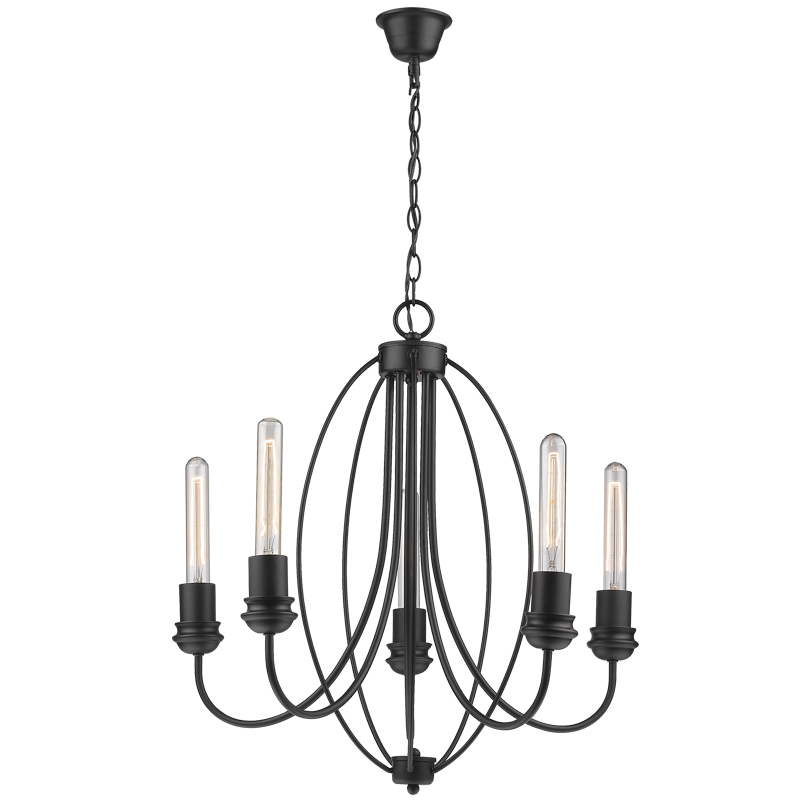 Bright Star Black Metal Chandelier 5X60W ES - Superior Electrical