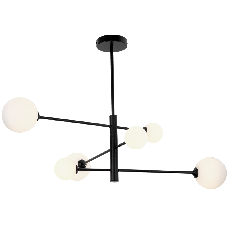 Bright Star Black Metal Chandelier Opal Gls 6X5W G9 - Superior Electrical