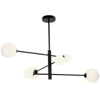 Thumbnail for Bright Star Black Metal Chandelier Opal Gls 6X5W G9 - Superior Electrical