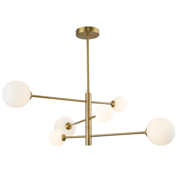 Bright Star Gold Metal Chandelier Opal Gls 6X5W G9