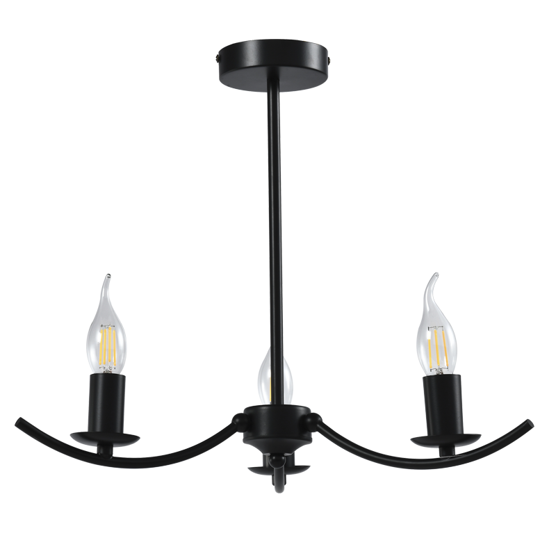Bright Star Black Metal Chandelier 3 X 40W SES