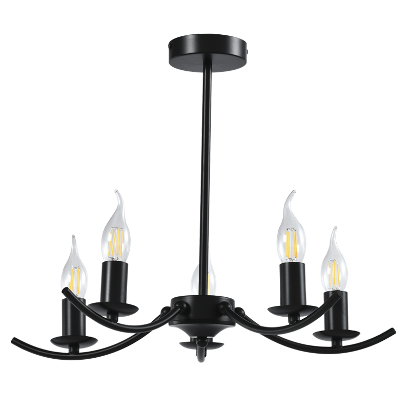 Bright Star Black Metal Chandelier 5 X 40W SES - Superior Electrical