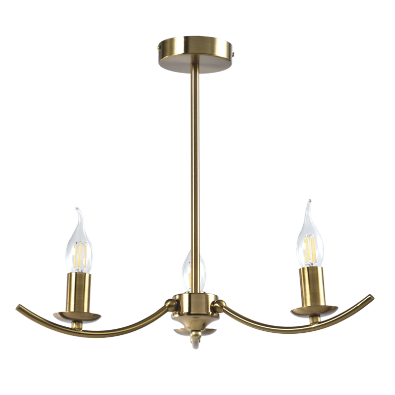 Bright Star Gold Metal Chandelier 3 X 40W SES