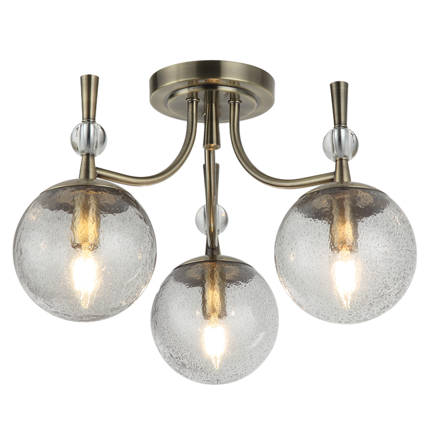 Bright Star Antique Metal Chandelier Speckled Gls 3X40W SES