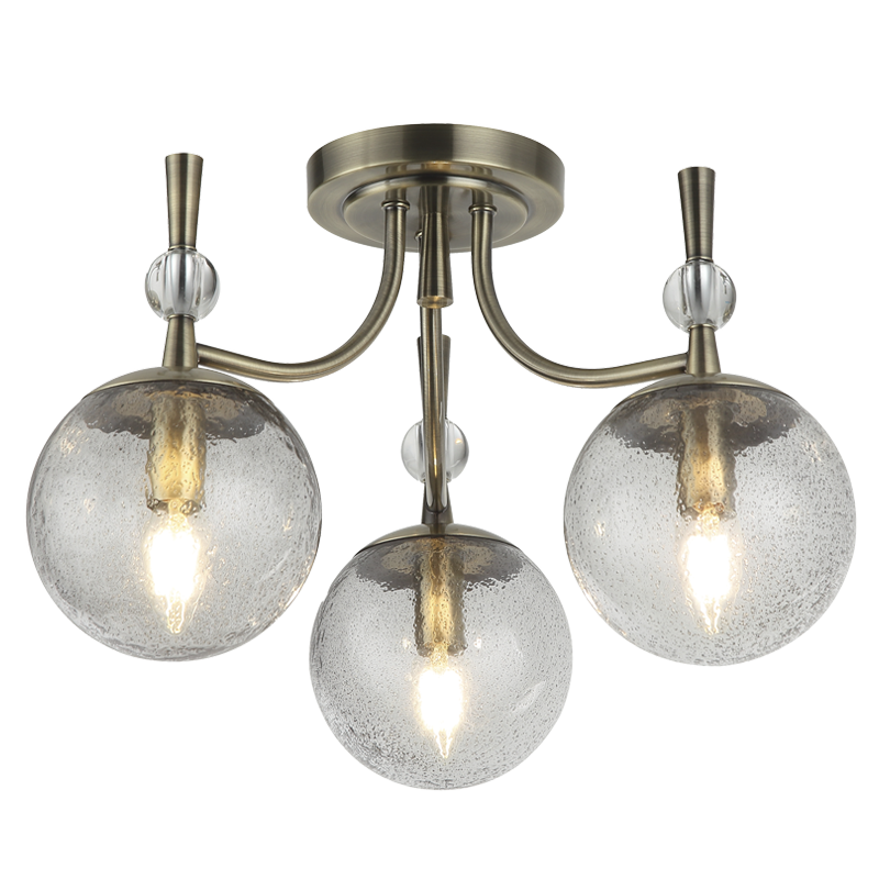 Bright Star Antique Metal Chandelier Speckled Gls 3X40W SES - Superior Electrical