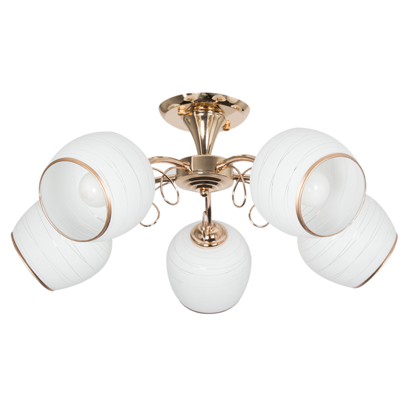 Bright Star Gold Metal Chandelier Whiteite Patterned Gls 5X40W ES - Superior Electrical