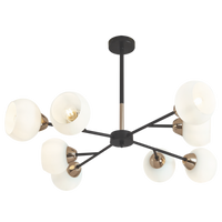 Thumbnail for Bright Star Black/Gd Metal Chandelier Whiteiteite Glass 8X40W ES - Superior Electrical