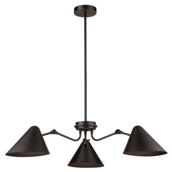 Bright Star Black Metal Chandelier Adj Height 3X60W ES