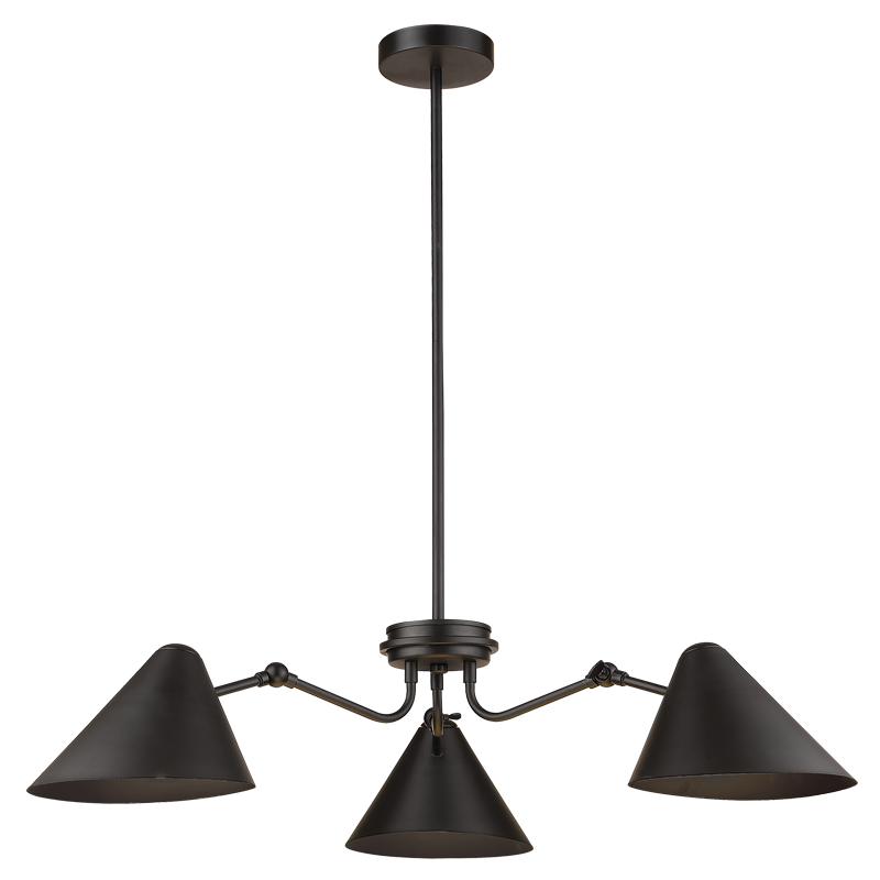 Bright Star Black Metal Chandelier Adj Height 3X60W ES - Superior Electrical