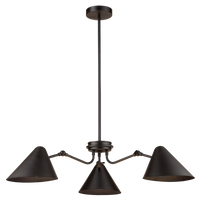 Thumbnail for Bright Star Black Metal Chandelier Adj Height 3X60W ES - Superior Electrical
