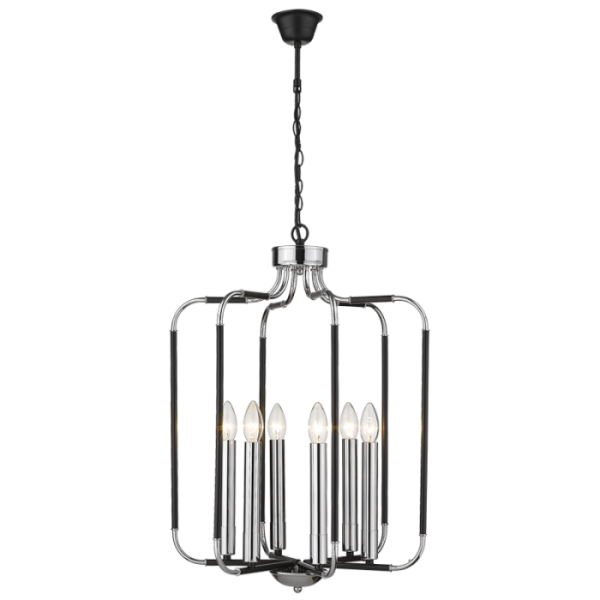 Chrome And Black Chandelier Ch515/6