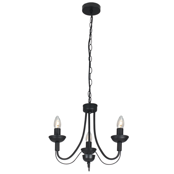 Bright Star Black Metal Chandelier 3X60W SES - Superior Electrical