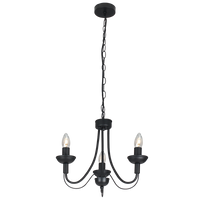 Thumbnail for Bright Star Black Metal Chandelier 3X60W SES - Superior Electrical