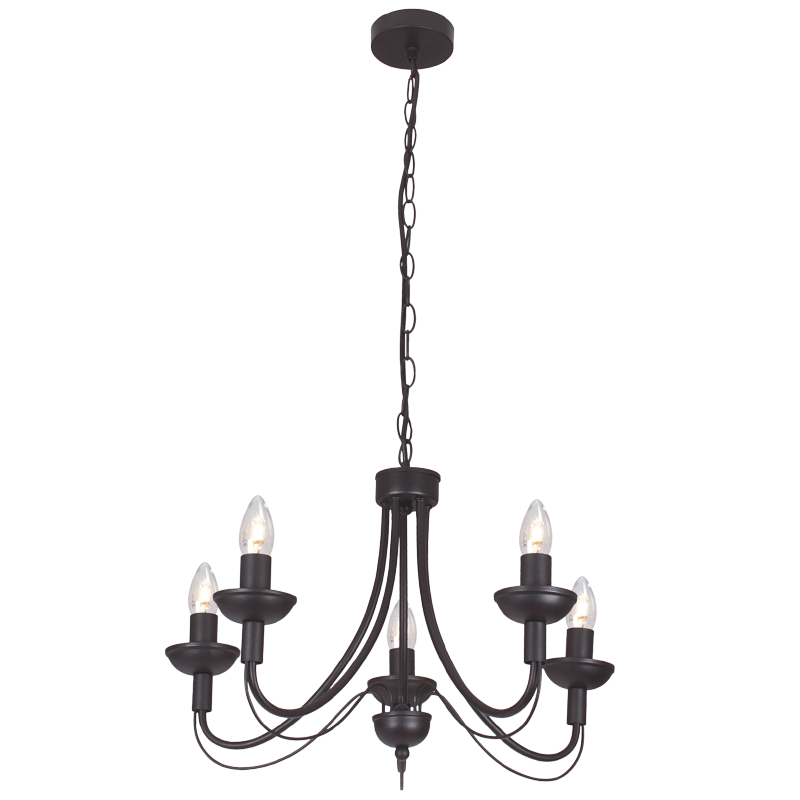 Bright Star Black Metal Chandelier 6X60W SES - Superior Electrical