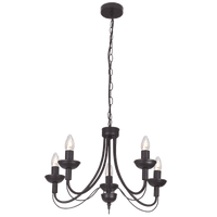 Thumbnail for Bright Star Black Metal Chandelier 6X60W SES - Superior Electrical