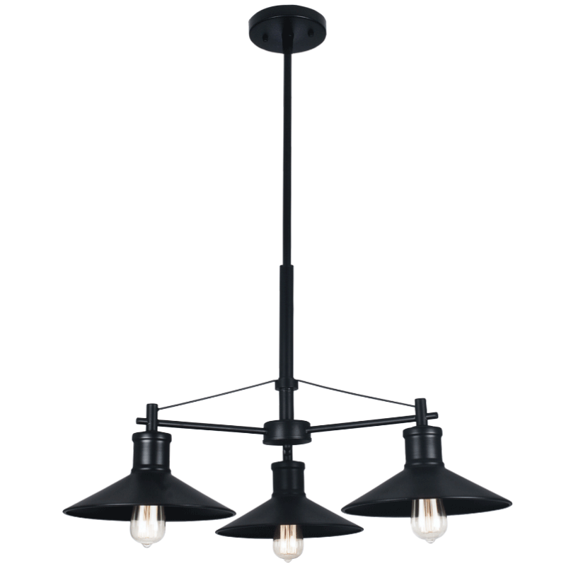 Bright Star Black Metal Down Face Chandelier 3X60W ES