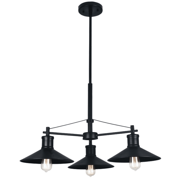 Bright Star Black Metal Down Face Chandelier 3X60W ES