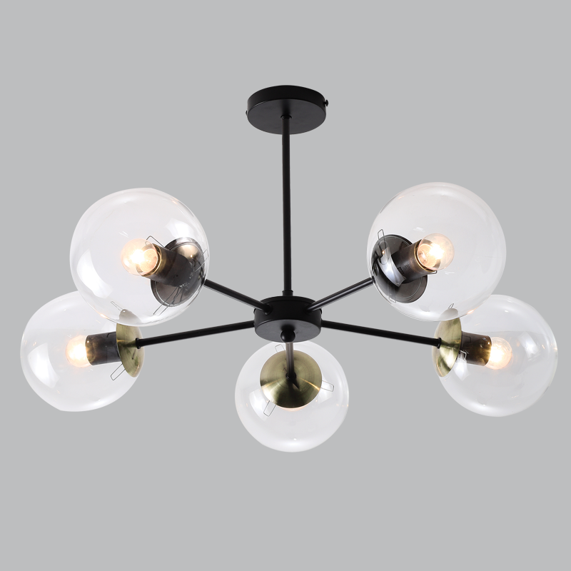 Bright Star Black/Ab Metal And Clear Glass Chandelier 5X40W ES - Superior Electrical