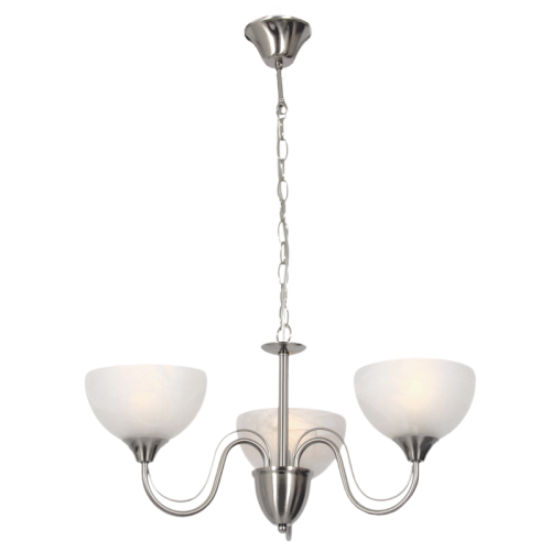 Bright Star Satin Chr Chandelier Alabaster Glass 3X60W ES - Superior Electrical