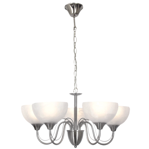 Bright Star Satin Chr Chandelier Alabaster Glass 5X60W ES - Superior Electrical
