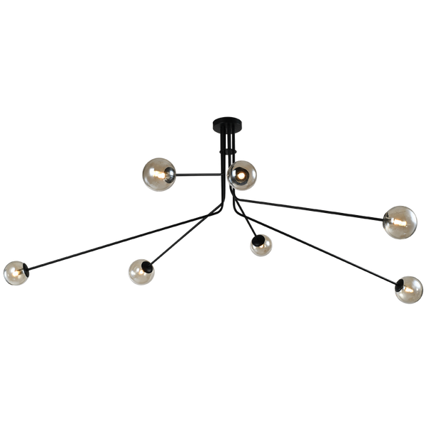Bright Star Metal Chandalier Amber Glass 7X5W G9 LED