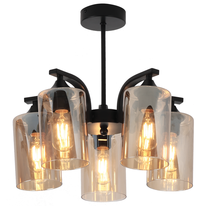 Bright Star Iron & Glass Chandelier 5X60W ES - Superior Electrical