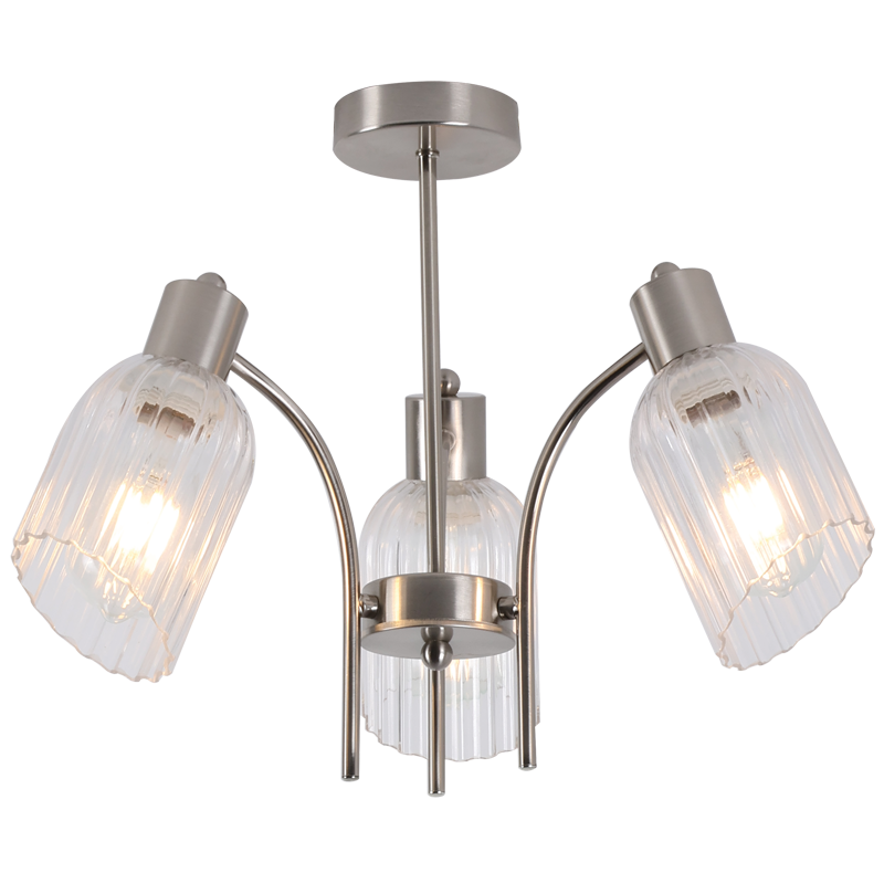 Bright Star Satin Chandelier With Glass 3X60W ES - Superior Electrical