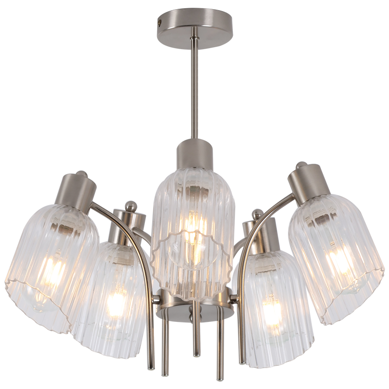 Bright Star Satin Chandelier With Glass 5X40W ES - Superior Electrical