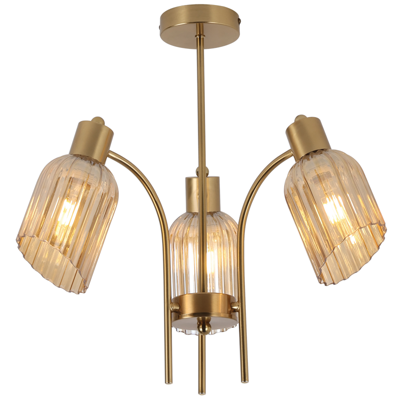 Bright Star Gold Chandelier With Glass 3X40W ES - Superior Electrical