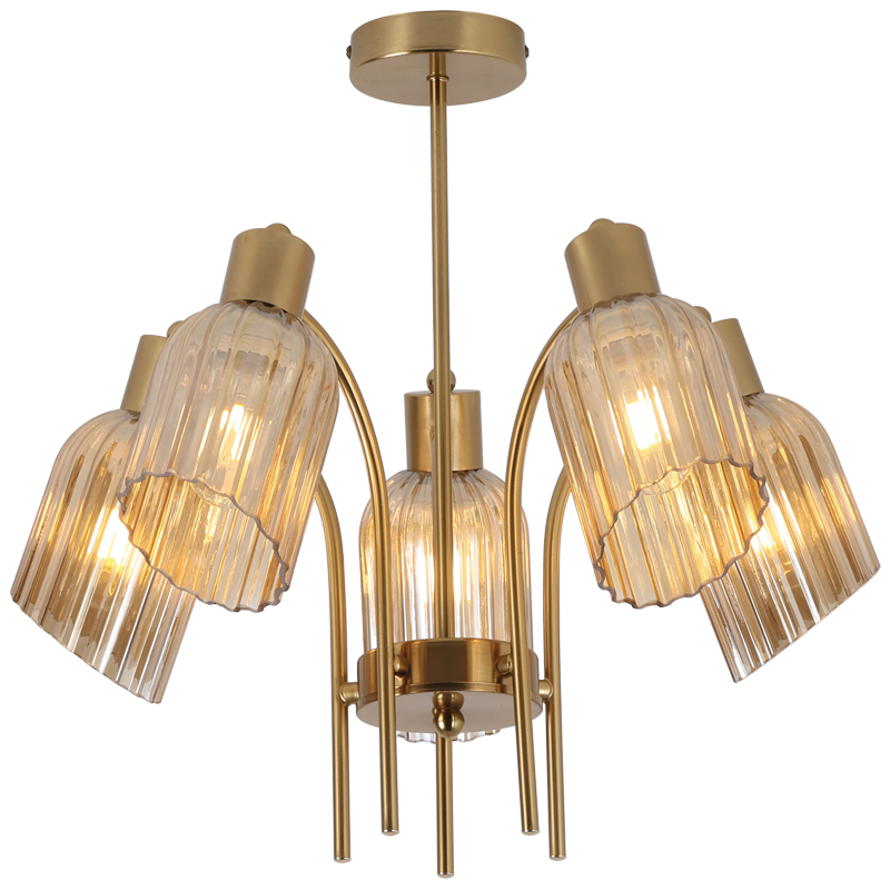 Bright Star Gold Chandelier With Glass 5X40W ES - Superior Electrical