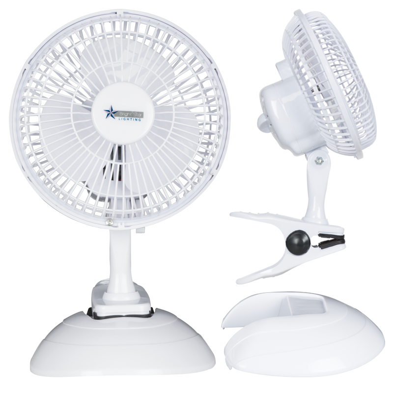 Bright Star 6" Table And Clip Fan 15W 2 Speed — White