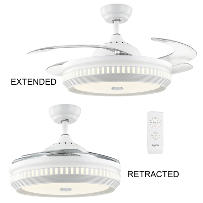 Metal Ceiling Fan With 4 Retractable ABS Blades And Blue Tooth Speaker