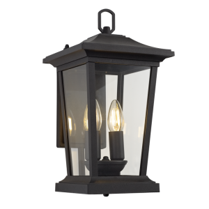 Bright Star Down Facing Aluminium Latern Clear Glass IP54 2X40W E14