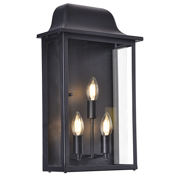 Bright Star 3 X 40W E14 IP54 Metal Lantern Clear Glass