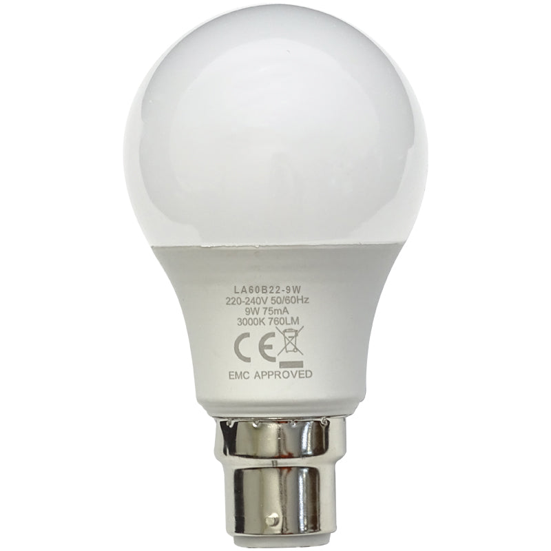Veti 9W A60 B22 LED Lamp 3000K