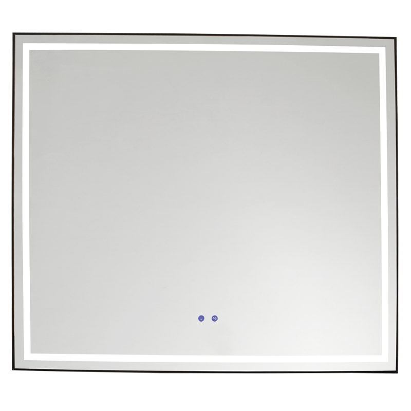 Mirror With A Black Aluminium Frame, Anti-Fog And On / Off Switch