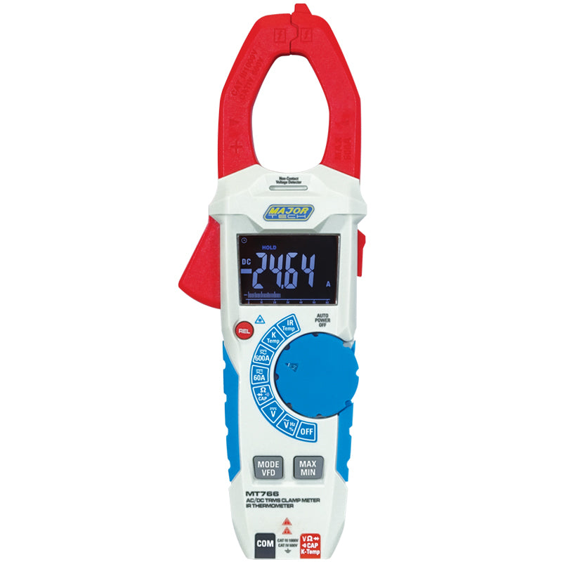 Veti 600A AC/DC TRMS Clamp Meter & IR Thermometer, CAT IV 600V