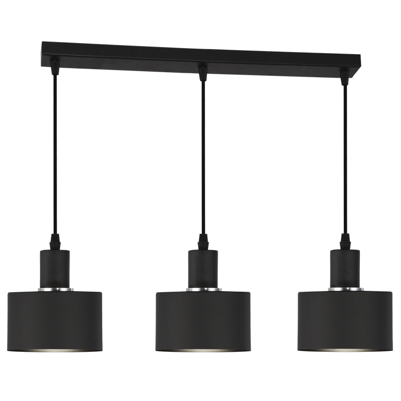 Bright Star 3 Light Black Pendant 3X60W Es
