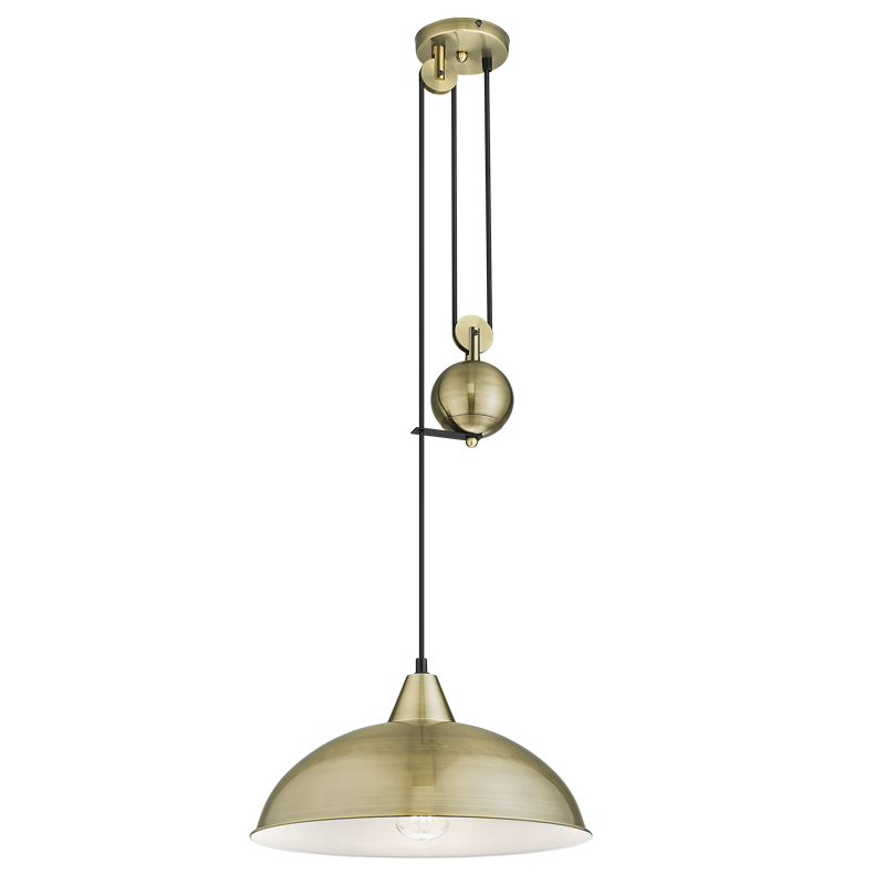 Bright Star Antique Pendant Inner Whiteite With Pully 1X40W ES - Superior Electrical