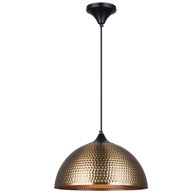 Bright Star Blk/Ant Pendant Hammered Metal Dome 1X40W ES 400Mm - Superior Electrical