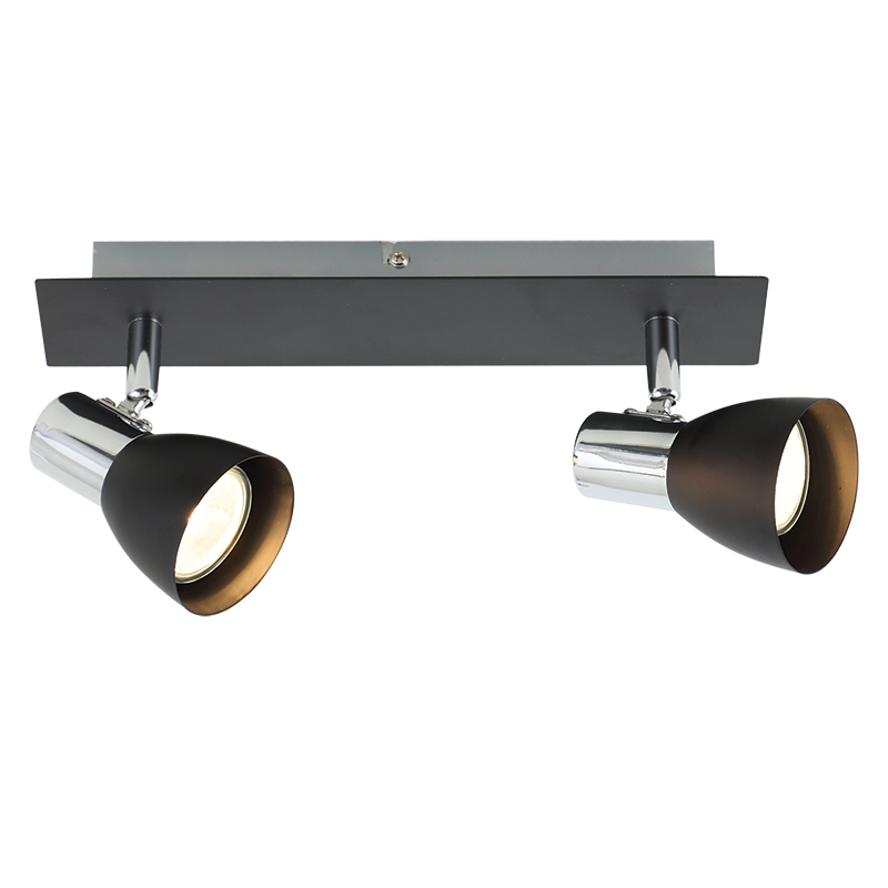 Bright Star Polished Chr&Blk Spot 2X50W GU10 Base 100Mm 280Mm