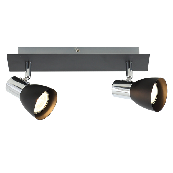 Bright Star Polished Chr&Blk Spot 2X50W GU10 Base 100Mm 280Mm