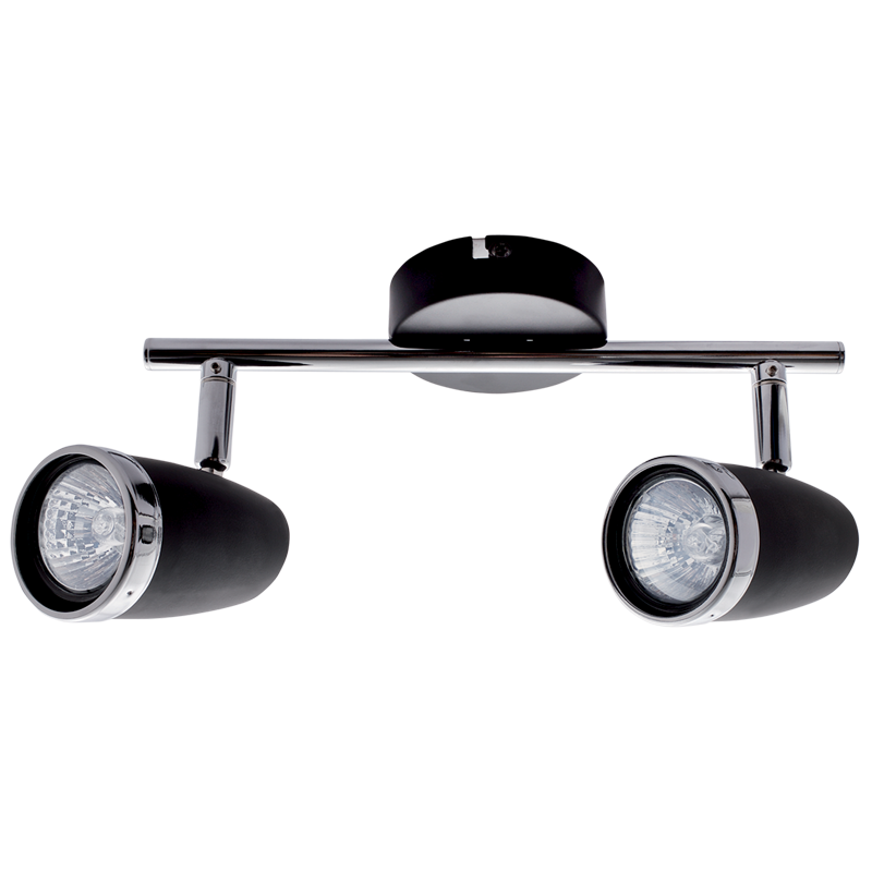 Bright Star Blk&Polish Chr Spot 2X50W GU10 Base 80Mm Bar 225Mm