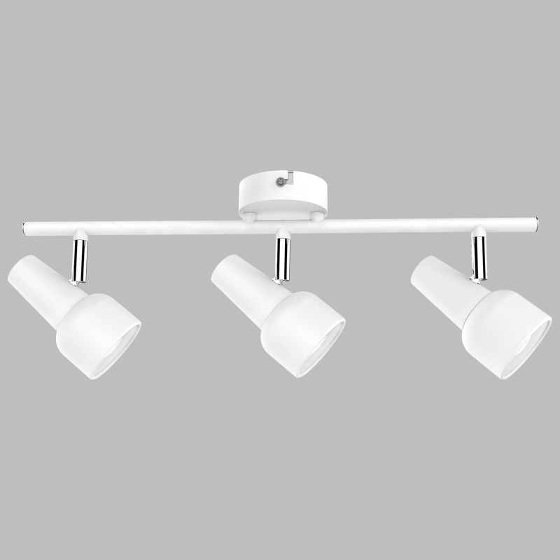 Bright Star Matt White & Polish Chr 3X50W GU10 Base 80Mm Bar500Mm