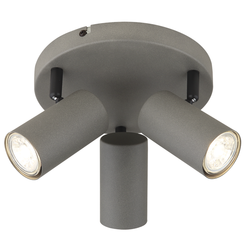 Bright Star Sandy Grey Metal Spot 3X50W GU10 Round Base 200Mm